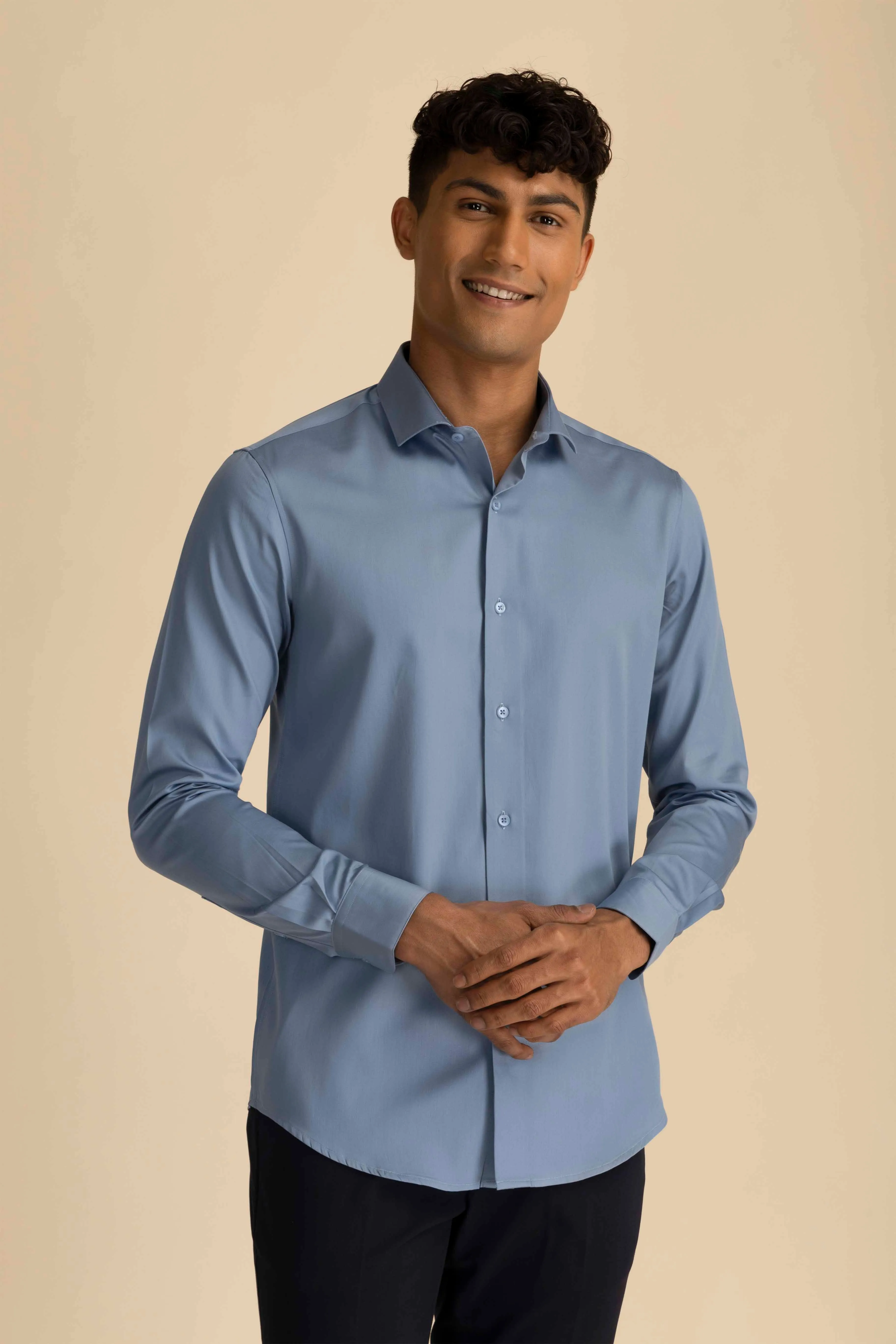 Steel Blue Sateen Shirt