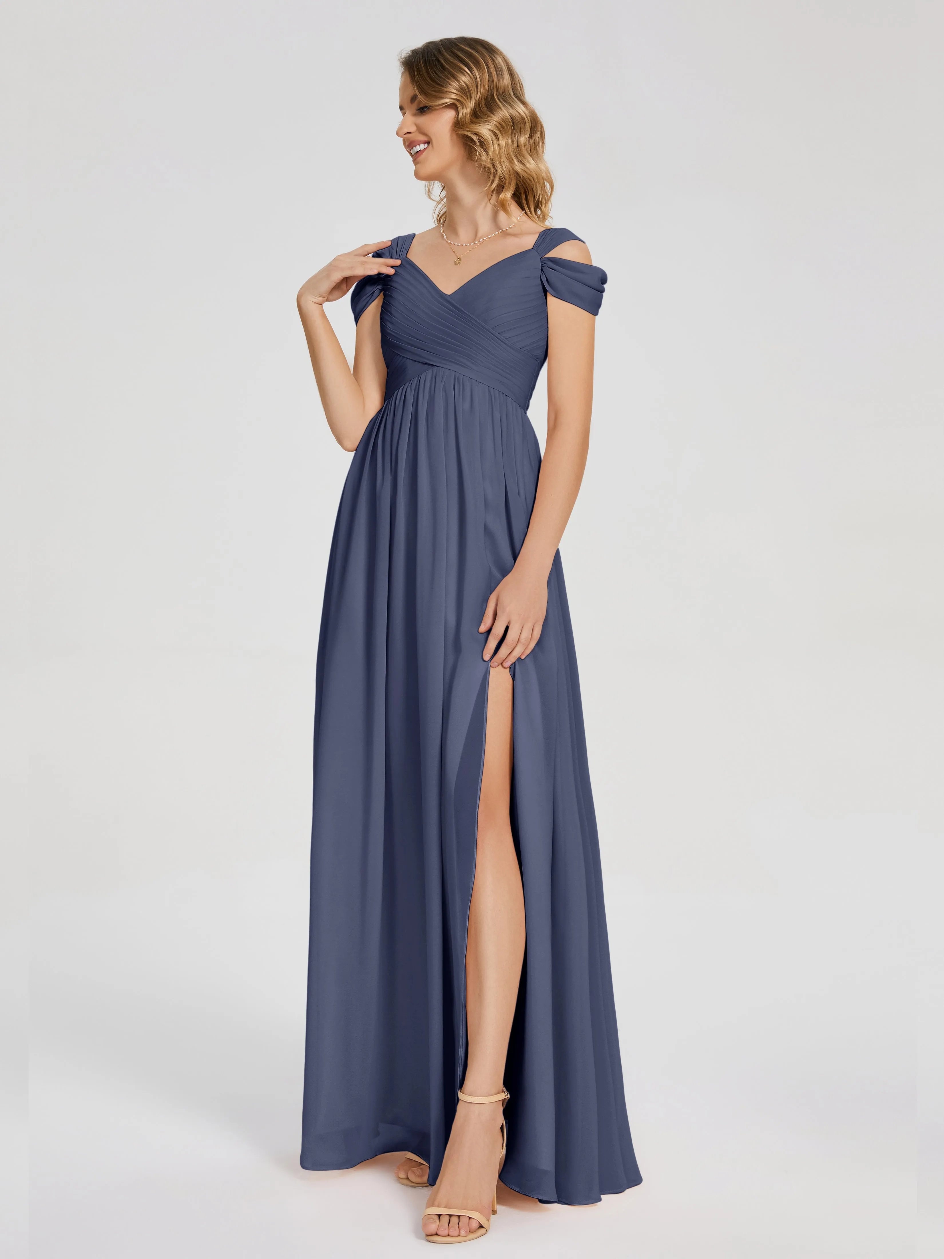 Stormy Bridesmaid Dresses Charlee Flowy Split Chiffon Bridesmaid Dresses