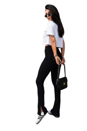 TEEK - Black Slit Foot Long Noe Leggings