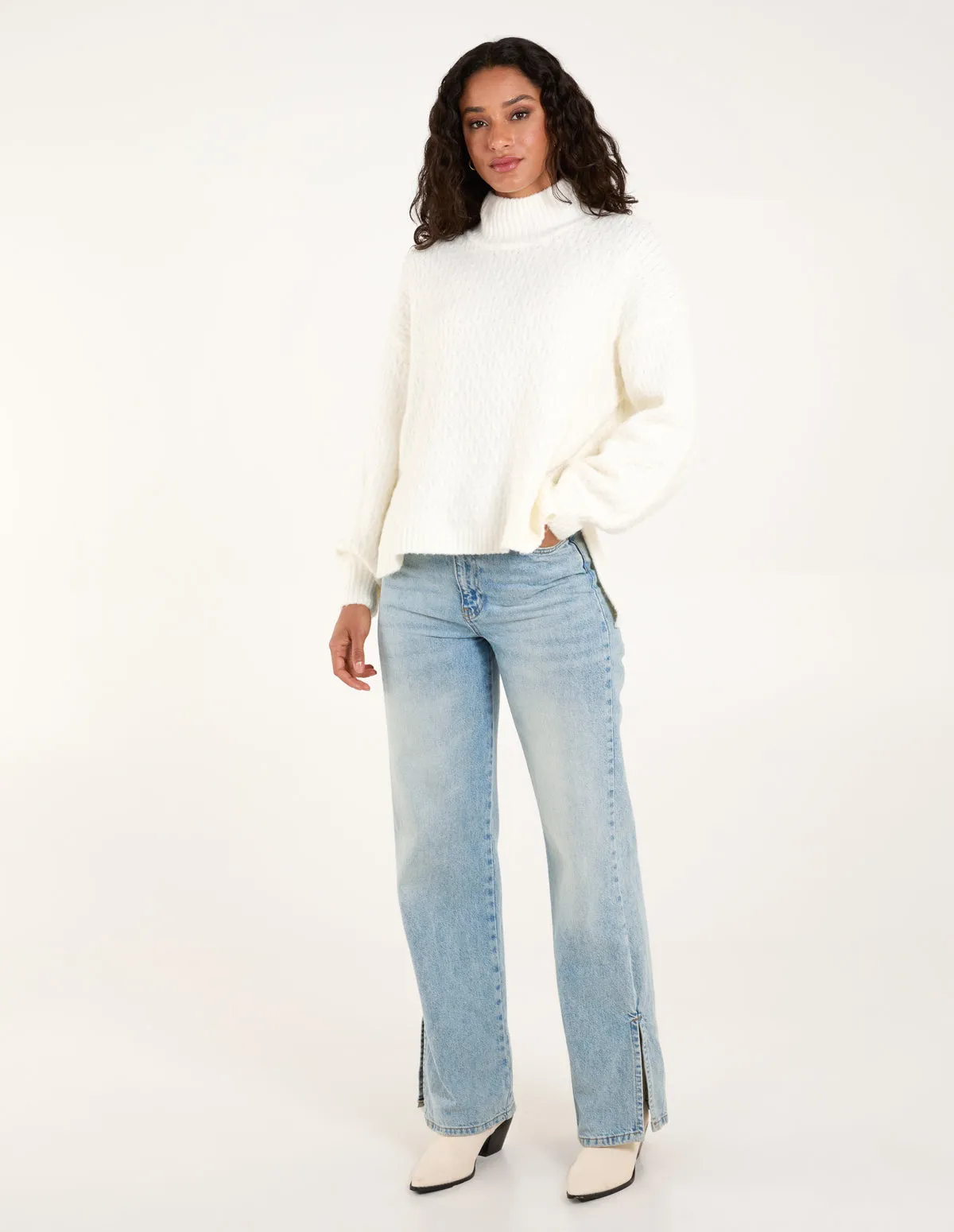 Textured High Neck Jumper