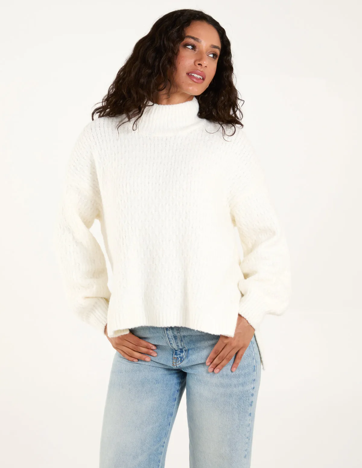 Textured High Neck Jumper