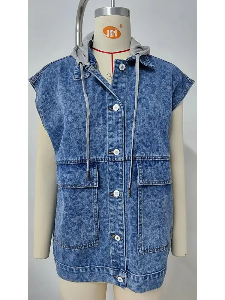 Trendy Sleeveless Denim Vest