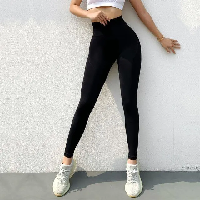 Women Gym Yoga Seamless Sports Pants Stretchy High Waist